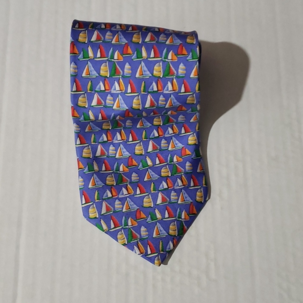 Vintage Zionetti Italian Silk Sail Boat Tie
